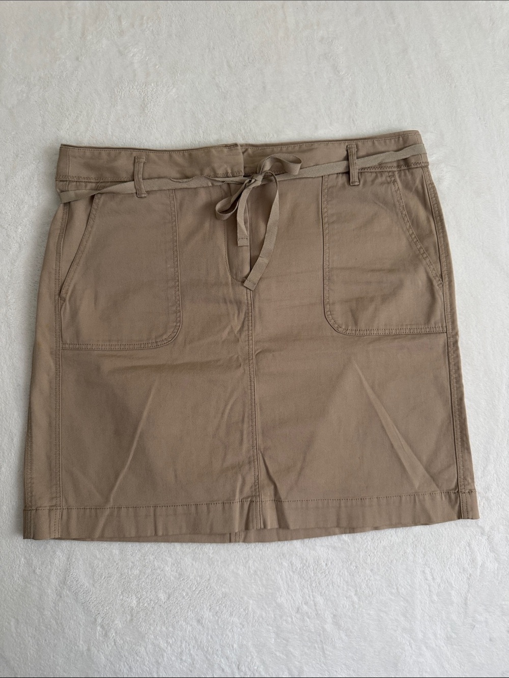 LOFT Khaki Tie-Waist Mini Skirt